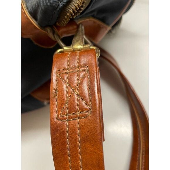 Vintage Overnight Bag canvas with leather trim navy and leather 17” x 11” - Picture 8 of 14